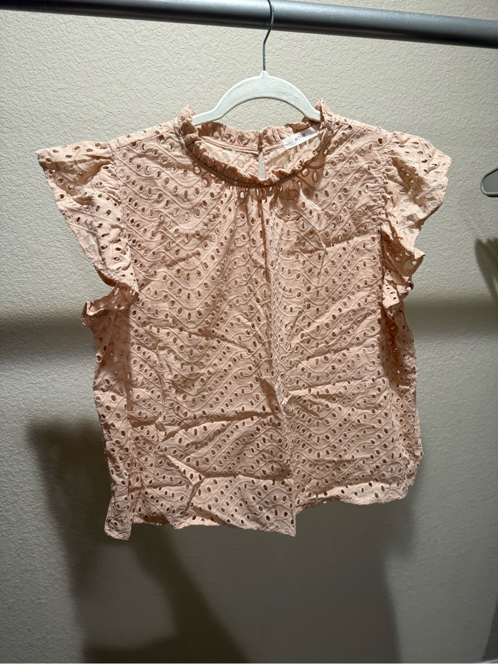 mine Eyelet Ruffle Top in Blush